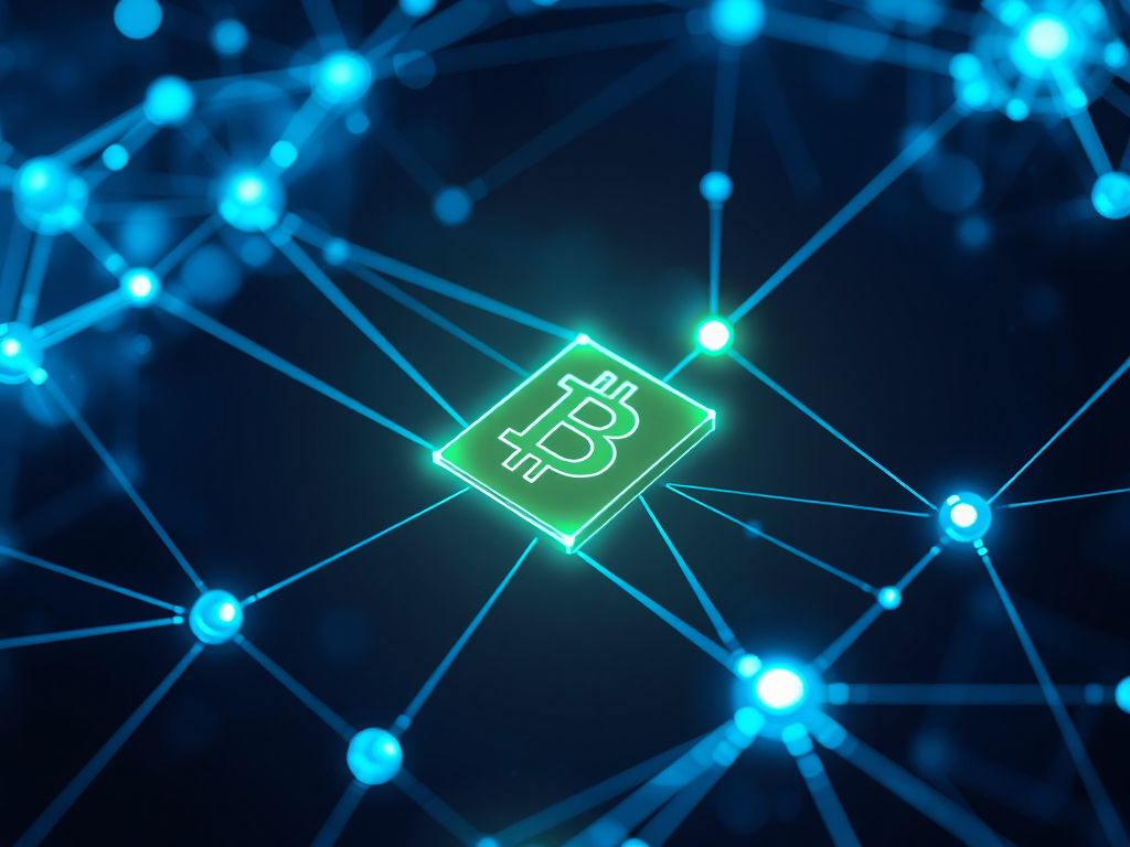 Hệ thống mạng blockchain Binance Smart Chain với các nút kết nối, dòng dữ liệu lưu chuyển giữa các máy chủ, tạo nên hệ sinh thái số hiện đại