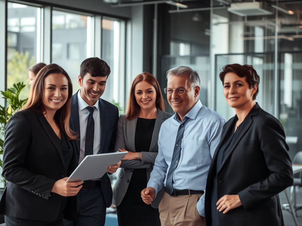 Nhóm chuyên gia phân tích dữ liệu SEO trên màn hình lớn trong văn phòng hiện đại